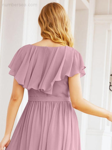 Vestidos de dama de honor con mangas abullonadas para fiesta formal de noche y graduación 28044 