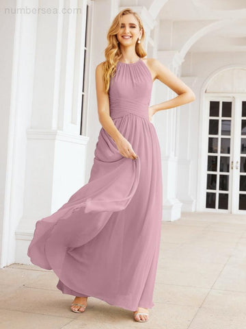 Baoleely Sleeveless Bridesmaid Dresses Long Prom Gown Zipper with Keyhole Back 28056