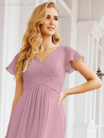 Baoleely Formal Prom Gowns for Mother of The Bride Cap Sleeves Bridesmaid Dress 28047