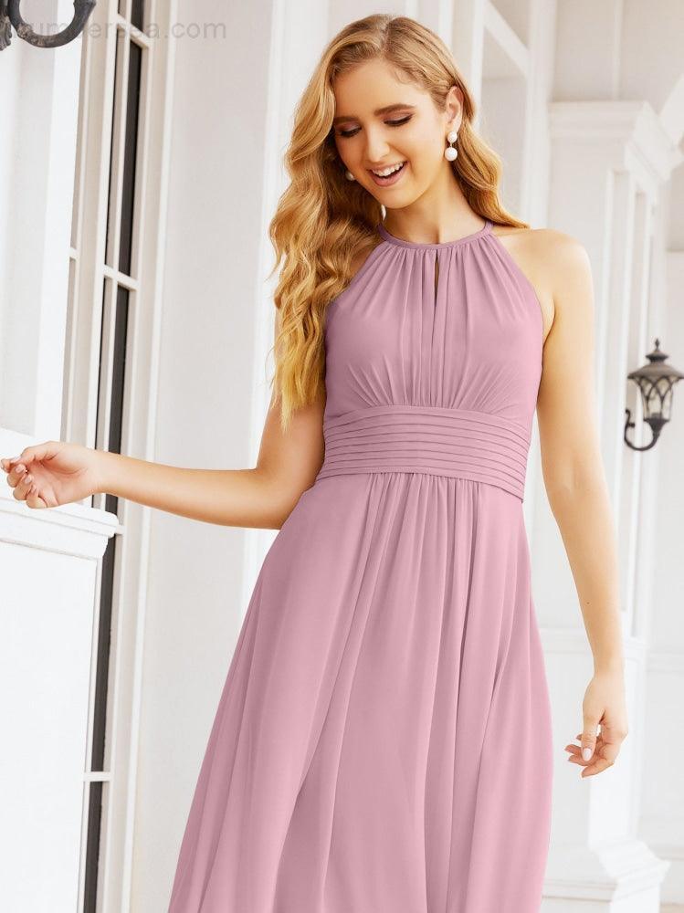 Baoleely Keyhole Bridesmaid Dresses Sleeveless Formal Evening Party Prom Gowns 28043
