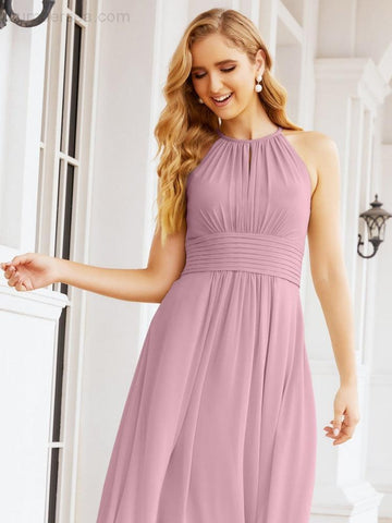 Vestidos de dama de honor Baoleely con escote tipo ojo de cerradura, sin mangas, para fiestas formales de noche y graduación 28043