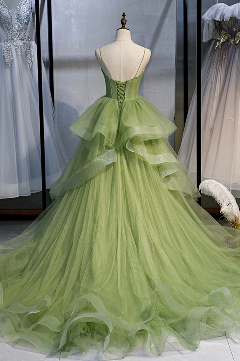 Sweetheart Tulle Long Prom Dress, Beautiful A-Line Evening Graduation Dress
