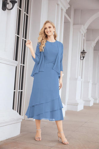 Vestido de fiesta formal de dos piezas corte A para la madre de la novia Sunderly SY28072