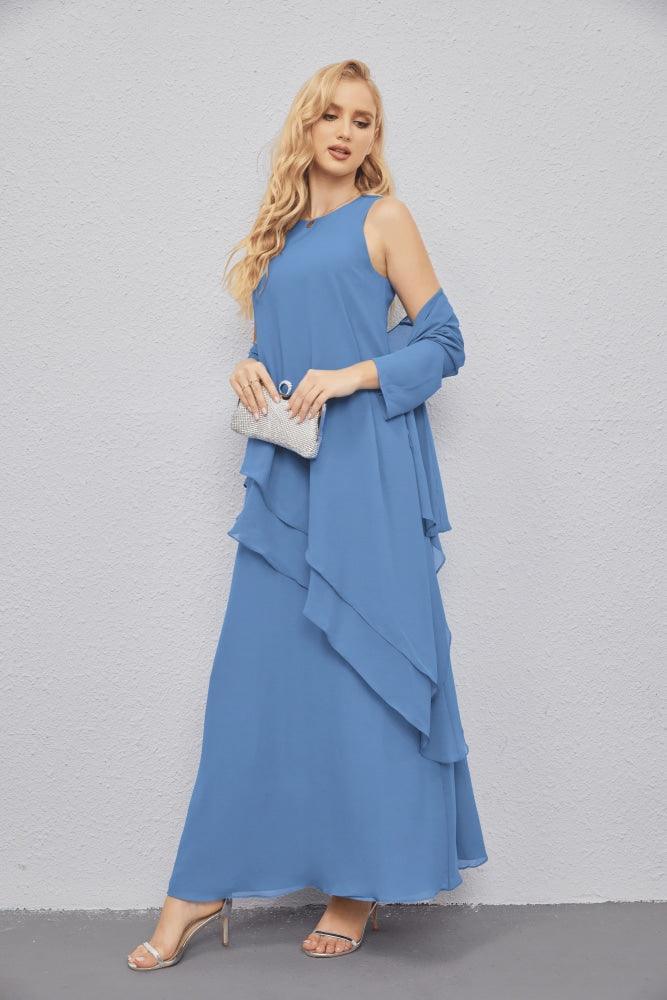 Vestidos de madre de la novia con cárdigan ligero abierto al frente, vestido formal de fiesta 28081 