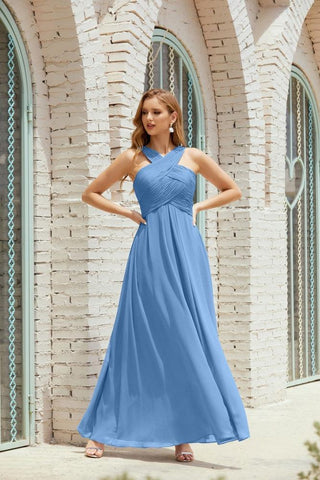 Vestidos de dama de honor con cuello halter, vestido formal de cóctel o de fiesta 28015 
