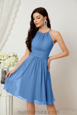 Vestidos de fiesta de bienvenida con cuello halter, vestido formal de cóctel para noche 28011 