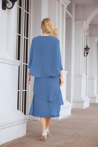 Vestido de fiesta formal de dos piezas corte A para la madre de la novia Sunderly SY28072