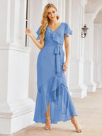 Baoleely Ruffled Bridesmaid Dresses Mermaid Formal Violin Evening Party Prom Gowns 28042