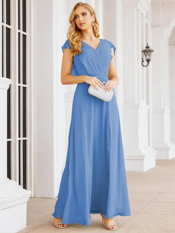 Robe de demoiselle d'honneur Sunnderly, robe de bal formelle à cape, robe dos nu pour la mère de la mariée SY28058 