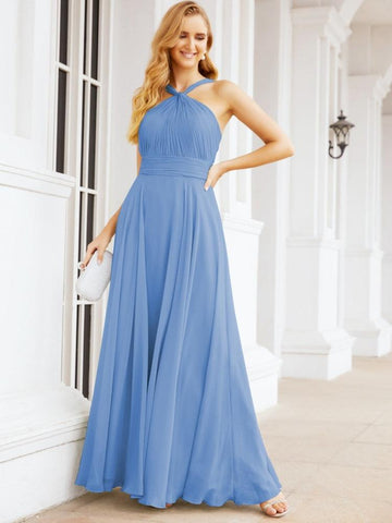 Baoleely Crisscross Halter Bridesmaid Dresses for Party Wedding Evening Prom Maxi Ball Gowns 28053