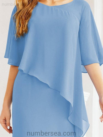 Vestido largo de fiesta formal Sunderly para la madre de la novia con capa de volantes SY28026