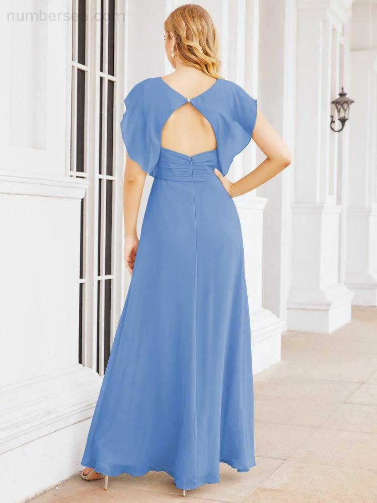Robe de demoiselle d'honneur Sunnderly, robe de bal formelle à cape, robe dos nu pour la mère de la mariée SY28058 
