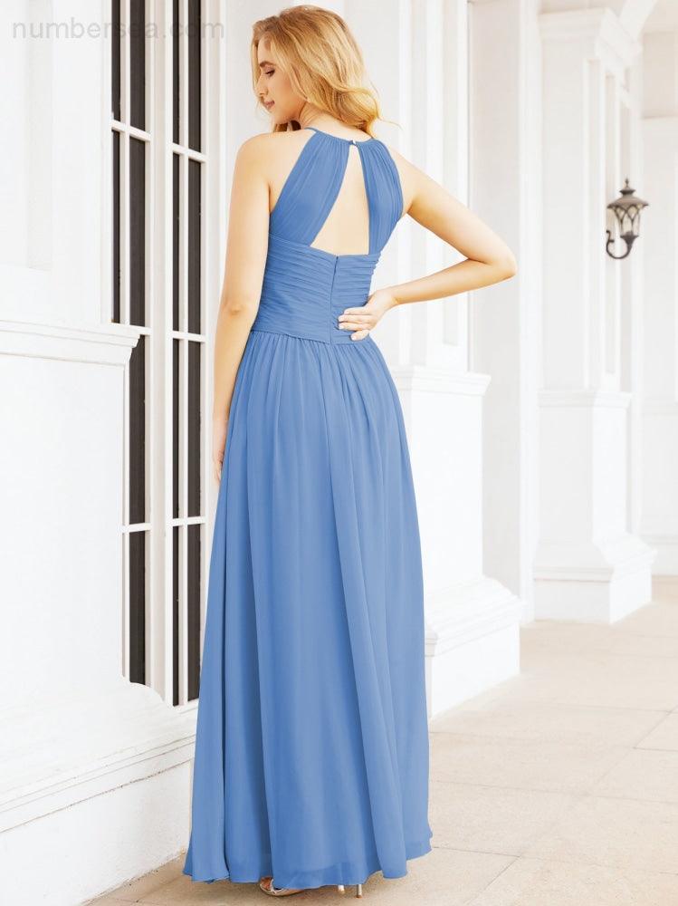 Baoleely Sleeveless Bridesmaid Dresses Long Prom Gown Zipper with Keyhole Back 28056