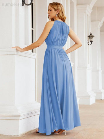 Baoleely Halter Bridesmaid Dress Empire Waist Formal Evening Prom Gown for Mother of The Bride 28030