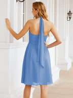 Robe de demoiselle d'honneur courte en mousseline de soie, dos nu, sans manches, robe de soirée formelle, dos nu, Baoleely 28023 
