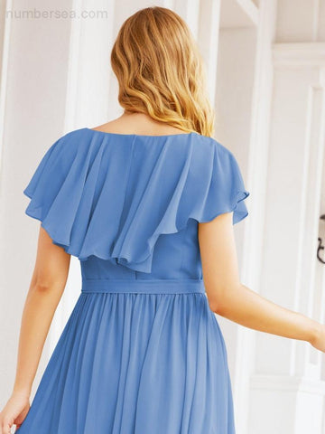 Vestidos de dama de honor con mangas abullonadas para fiesta formal de noche y graduación 28044 