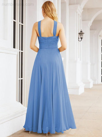 Baoleely Crisscross Halter Bridesmaid Dresses for Party Wedding Evening Prom Maxi Ball Gowns 28053