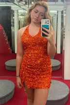 Vestido ajustado de lentejuelas con tirantes finos verde brillante para baile de bienvenida