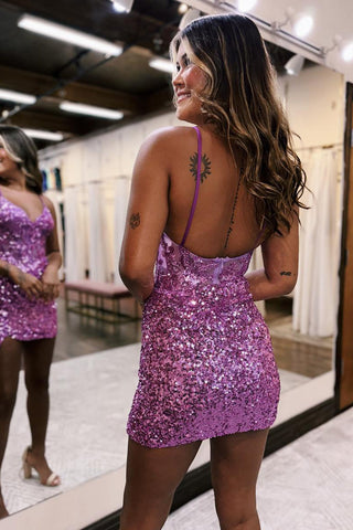 Vestido ajustado de lentejuelas brillantes con tirantes finos para baile de bienvenida