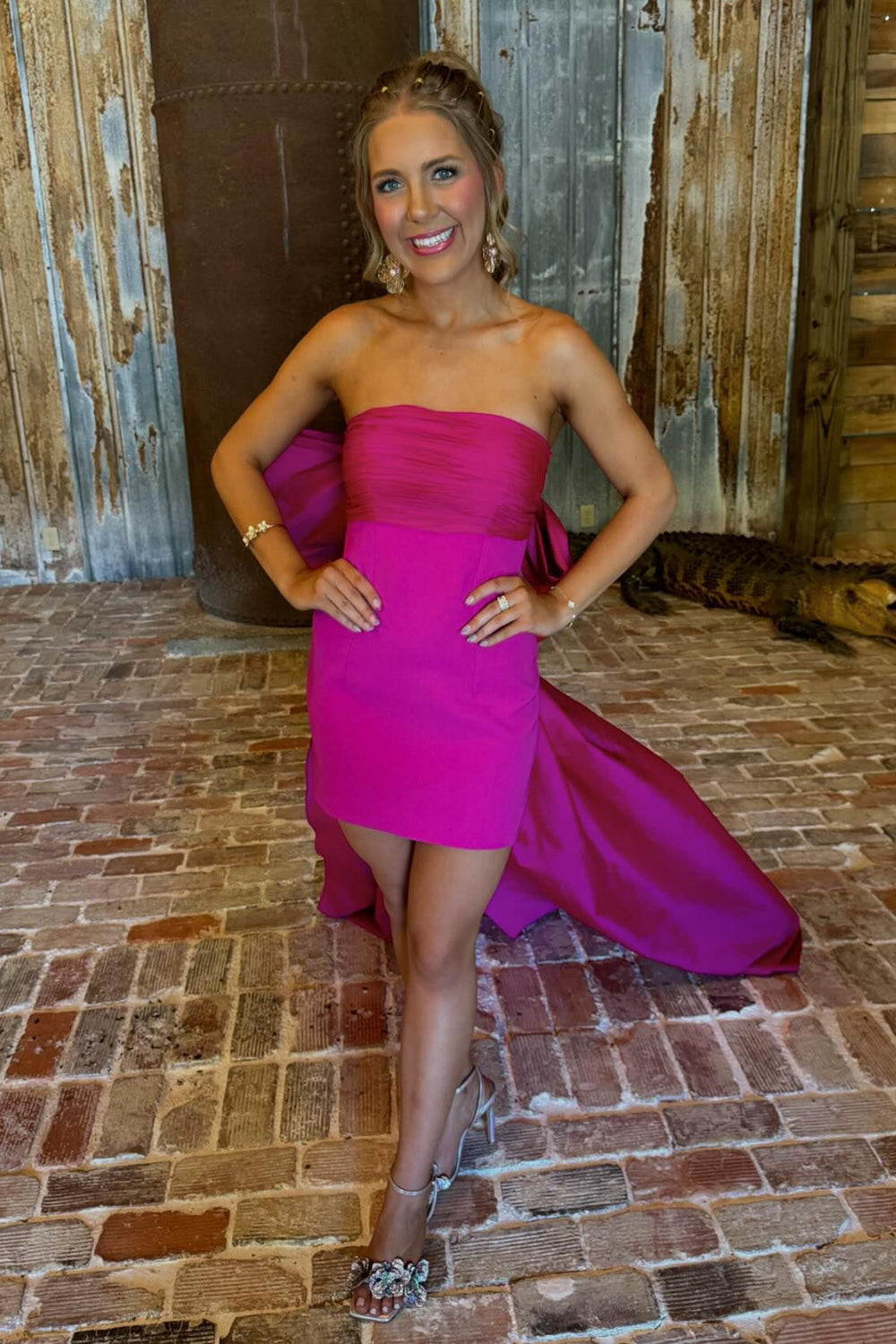 Strapless Bodycon Homecoming Dress with Bow