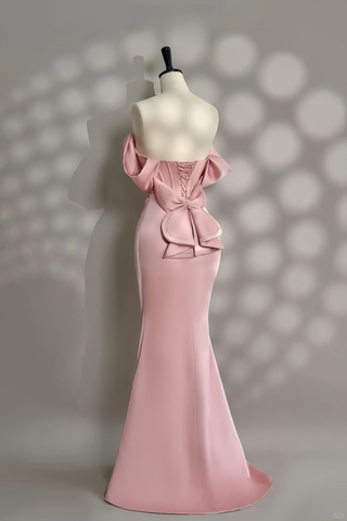 Robe de soirée sirène rose ravissante ornée de perles et épaules dénudées Y7604
