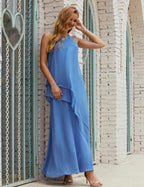Vestido largo de gasa de talla grande para la madre de la novia, vestido de gala para dama de honor, vestido de graduación SY28019