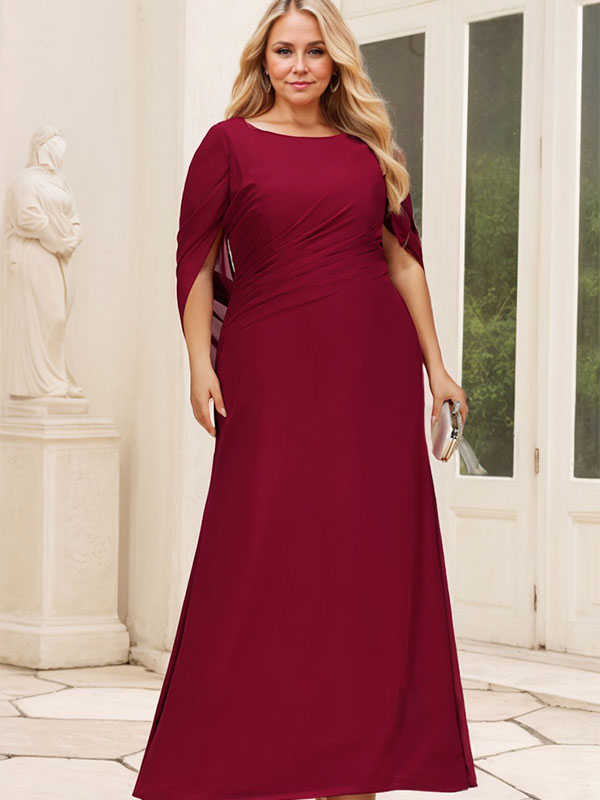 Vestido de chifón hasta el suelo, corte sirena/trompeta, para la madre de la novia, con pliegues 