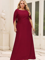 Vestido de chifón hasta el suelo, corte sirena/trompeta, para la madre de la novia, con pliegues 