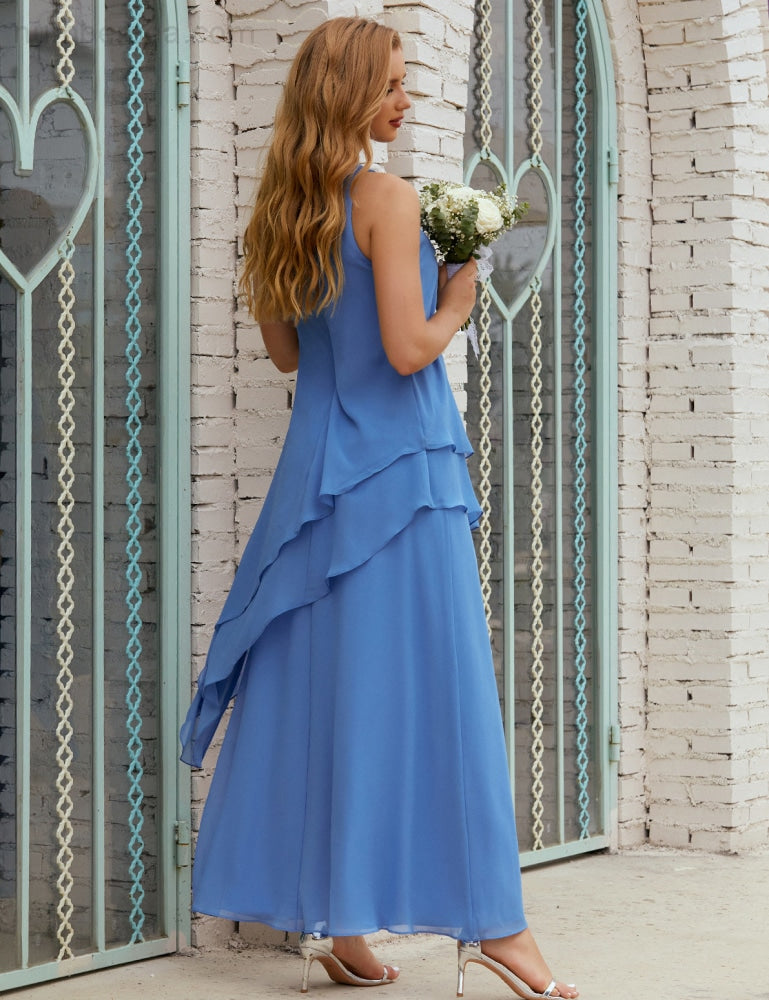 Vestido largo de gasa de talla grande para la madre de la novia, vestido de gala para dama de honor, vestido de graduación SY28019