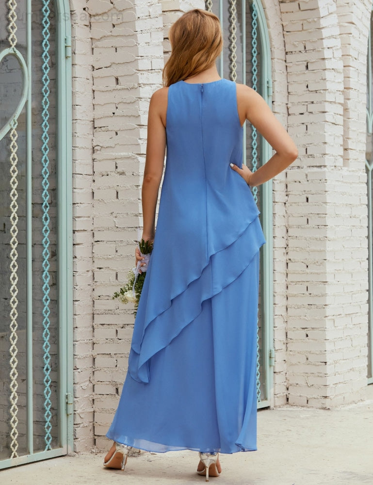 Vestido largo de gasa de talla grande para la madre de la novia, vestido de gala para dama de honor, vestido de graduación SY28019