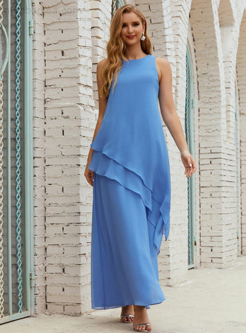 Vestido largo de gasa de talla grande para la madre de la novia, vestido de gala para dama de honor, vestido de graduación SY28019