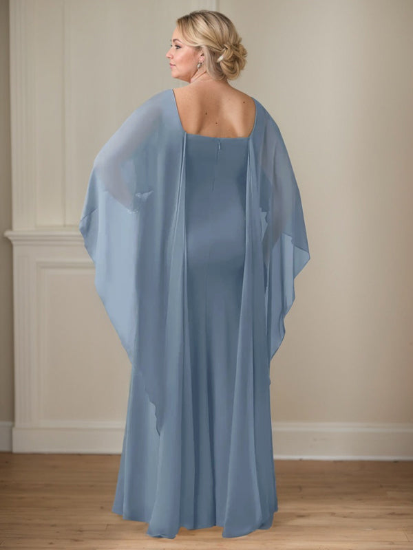 Vestido de gasa de corte recto, largo hasta el suelo, para la madre de la novia, con volantes en cascada. 