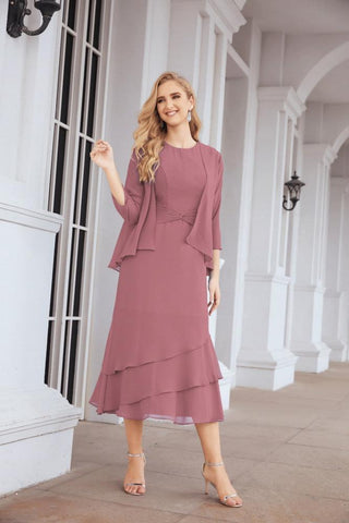 Vestido de fiesta formal de dos piezas corte A para la madre de la novia Sunderly SY28072