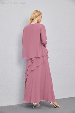 Vestidos de madre de la novia con cárdigan ligero abierto al frente, vestido formal de fiesta 28081 