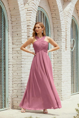 Vestidos de dama de honor con cuello halter, vestido formal de cóctel o de fiesta 28015 