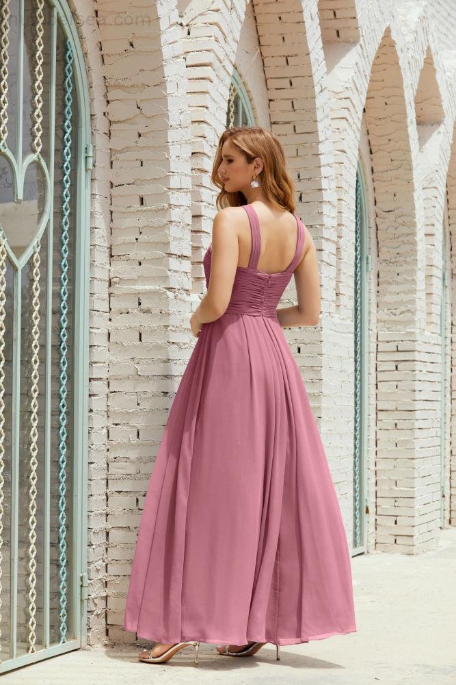 Vestidos de dama de honor con cuello halter, vestido formal de cóctel o de fiesta 28015 