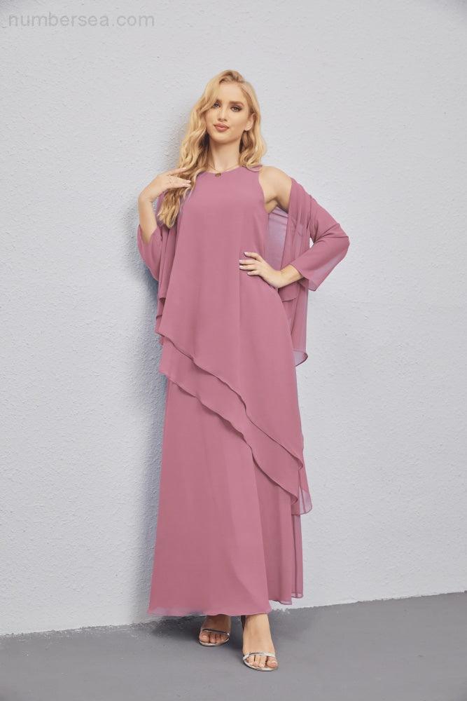 Vestidos de madre de la novia con cárdigan ligero abierto al frente, vestido formal de fiesta 28081 