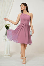 Vestido corto de gasa con un solo hombro para dama de honor de mujer Baoleely, ideal para fiestas y eventos formales como el baile de bienvenida (modelo 2804).