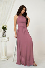 Robe de soirée formelle Baoleely en mousseline de soie, col licou, longue, sans manches, robe de demoiselle d'honneur 2802 
