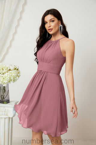 Vestidos de fiesta de bienvenida con cuello halter, vestido formal de cóctel para noche 28011 