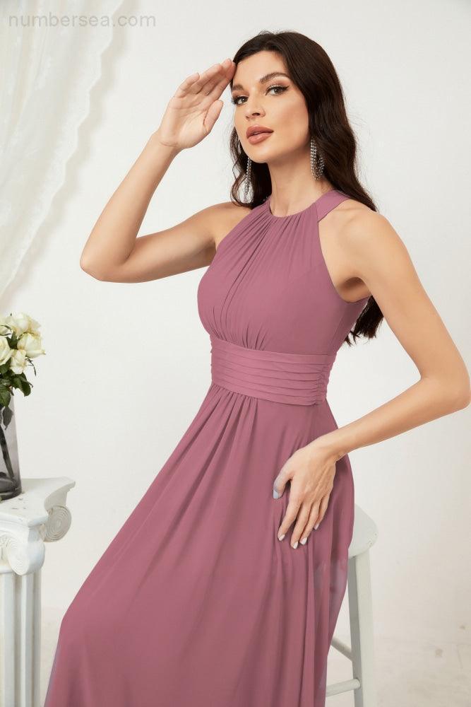 Robe de soirée formelle Baoleely en mousseline de soie, col licou, longue, sans manches, robe de demoiselle d'honneur 2802 