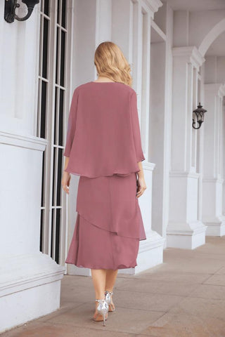 Vestido de fiesta formal de dos piezas corte A para la madre de la novia Sunderly SY28072