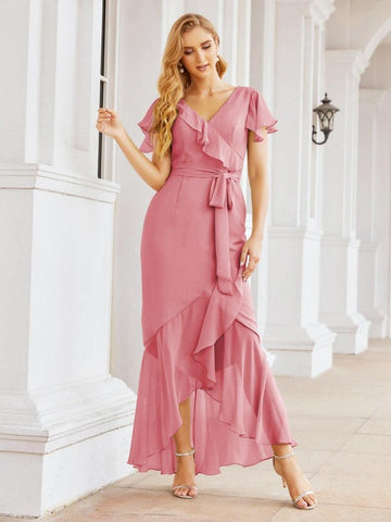 Vestidos de dama de honor Baoleely con volantes, estilo sirena, para fiestas formales, vestidos de noche, bailes de graduación y vestidos de violín 28042