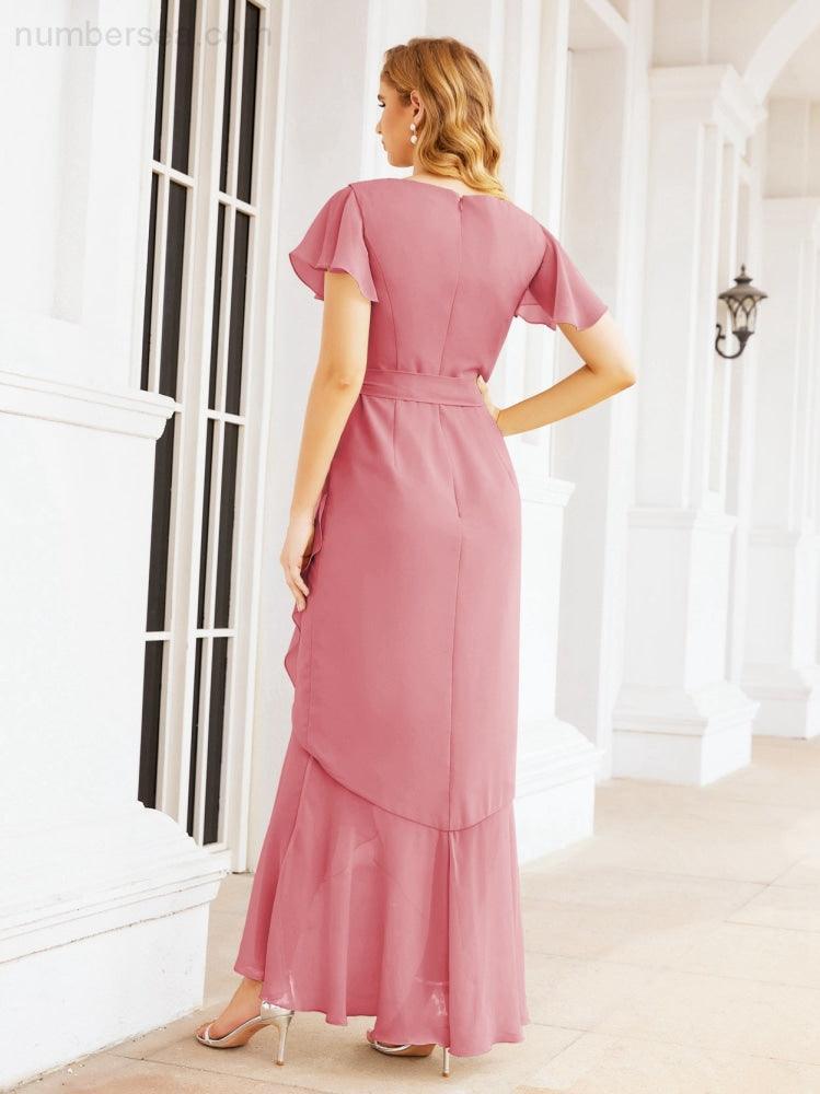 Baoleely Ruffled Bridesmaid Dresses Mermaid Formal Violin Evening Party Prom Gowns 28042