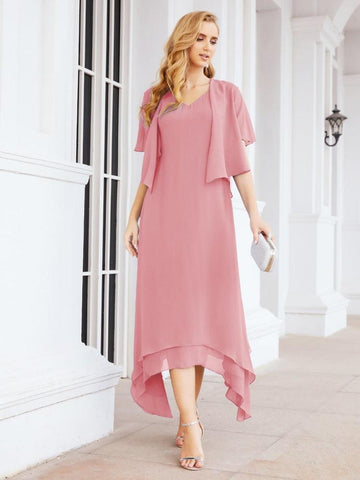 Vestido de fiesta formal de dos piezas corte A para la madre de la novia Sunderly SY28073