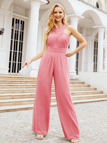 Mono con cuello cruzado Baoleely, vestido de noche formal, vestido largo de dama de honor, pantalón acampanado 28033