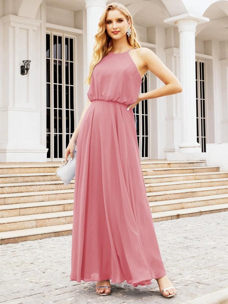 Baoleely  Halter Long Bridesmaid Dresses Formal A line Juniors Dress 28029