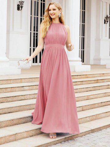 Baoleely Halter Bridesmaid Dress Empire Waist Formal Evening Prom Gown for Mother of The Bride 28030