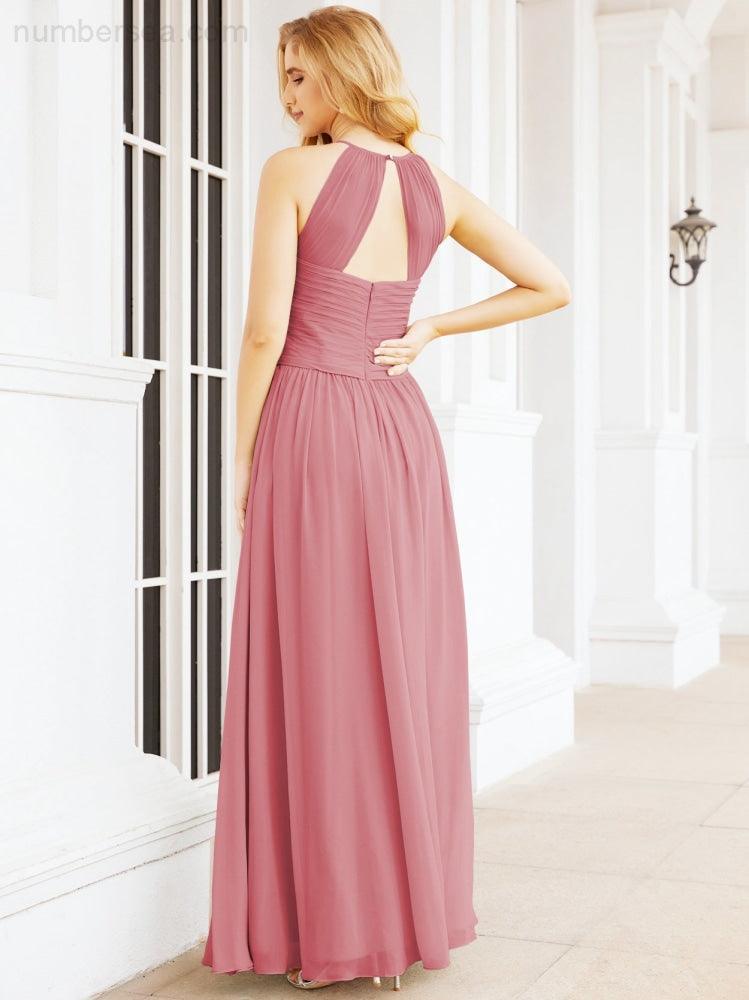 Baoleely Sleeveless Bridesmaid Dresses Long Prom Gown Zipper with Keyhole Back 28056