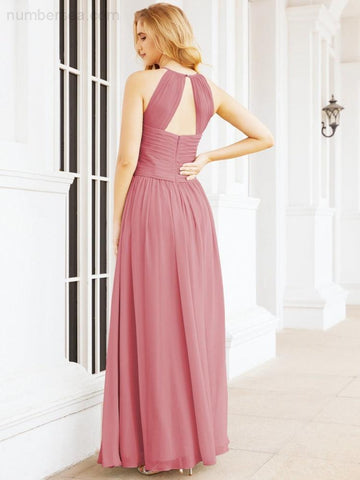 Baoleely Sleeveless Bridesmaid Dresses Long Prom Gown Zipper with Keyhole Back 28056